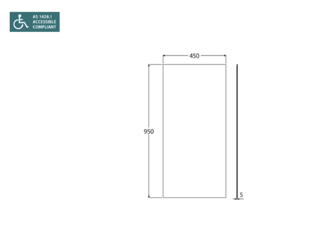 Accessible Pencil Edge Rectangular Mirror 450 x 950mm