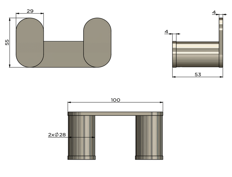Meir Curvaé Double Robe Hook Brushed Copper