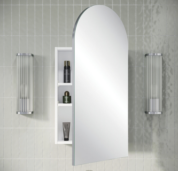 Ovia 900x600mm Arch Shaving Cabinet Matte White