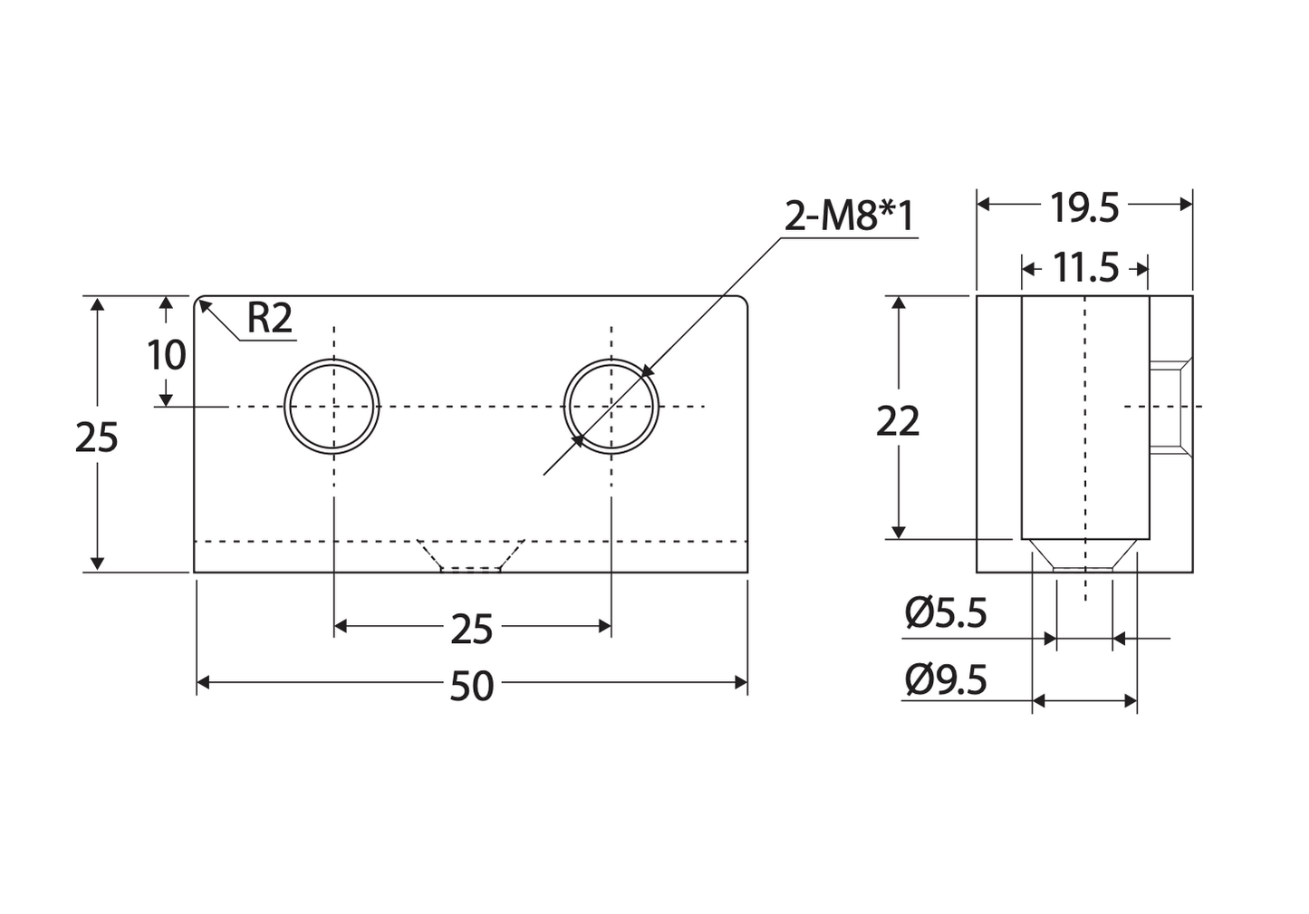 Fienza Wall Bracket for Frameless Glass Shower Panel, Urban Brass