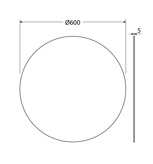 Ovia Round 600mm Pencil Edge Copper Free Mirror