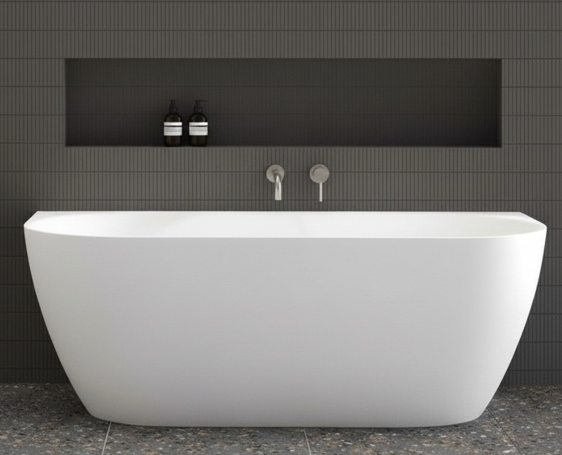 Ovia Madison Back to Wall Bath - 1700mm Gloss White