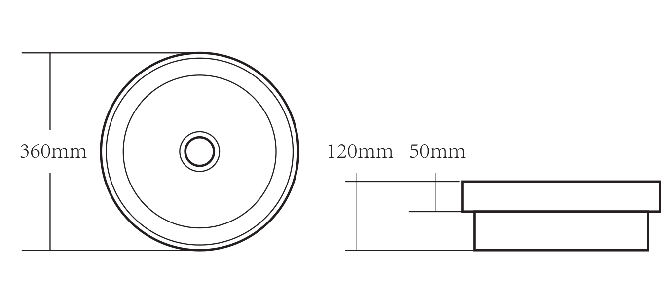 Ovia 360x360x120mm Gloss White Semi Inset Round Basin Ceramic No Overflow