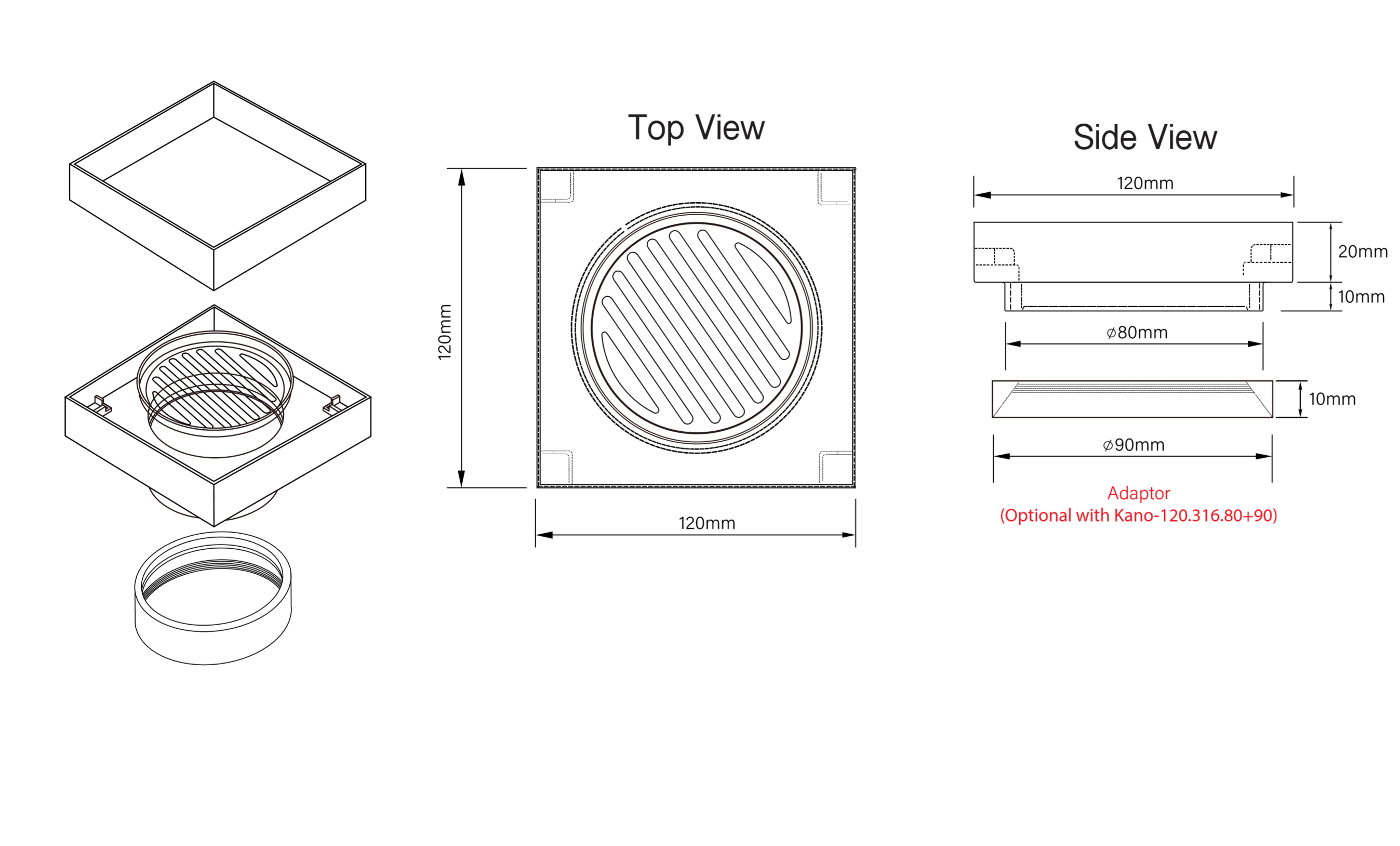 Chrome Shower Grate Floor Waste Drain Smart Insert Tile