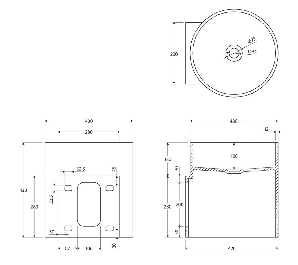 Fienza Livo Cast Stone Wall Basin Matte White