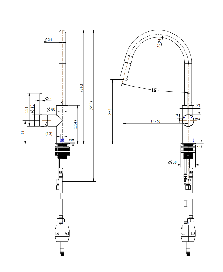 Modern National Star Mini Pull out Kitchen Mixer Gun Metal