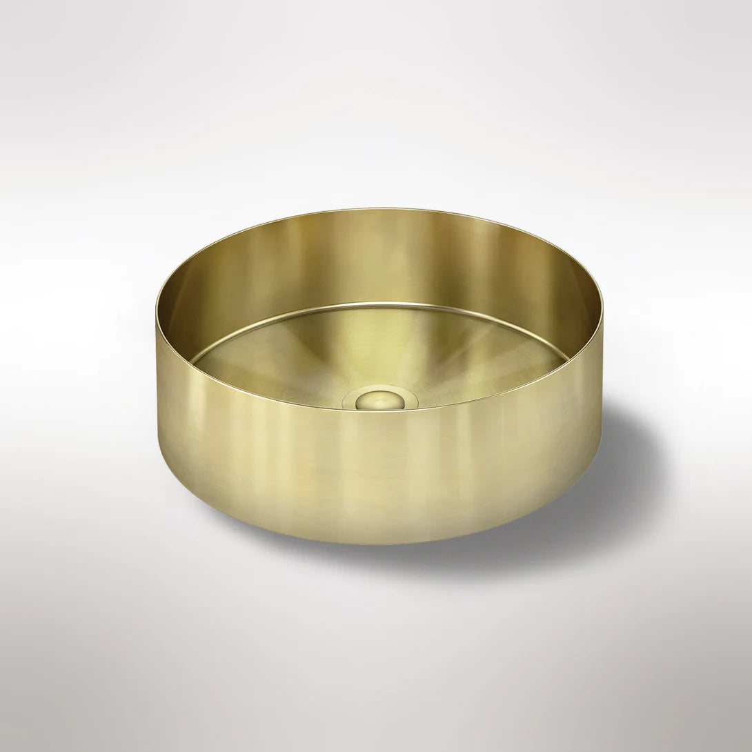 Meir Round Stainless Steel Bathroom Basin 380mm x 110mm PVD Tiger Bronze