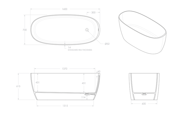 ADP Submerge 1600 Freestanding Bath