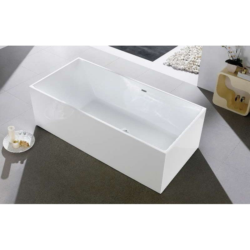 1400*730*580mm Theo Bathtub Multi fit Corner Back to Wall Freestanding Acrylic White Bath tub NO Overflow