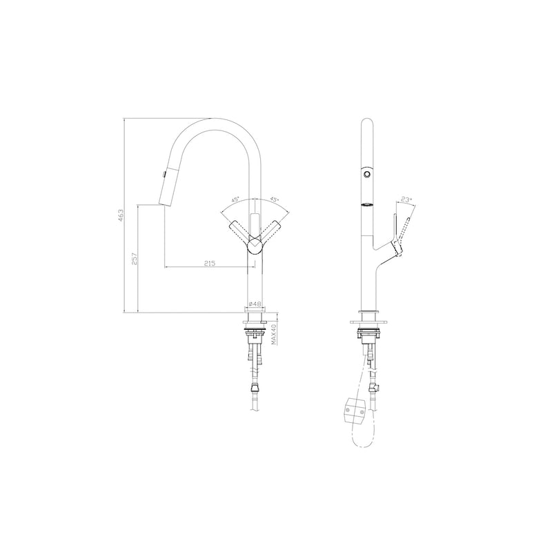 Linsol Tish Pull Out Sink Mixer - Gun Metal