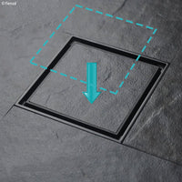 Fienza Square Tile Bed Floor Waste, 90mm Outlet - Matte Black