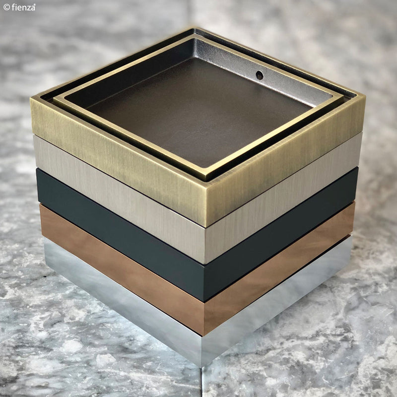 Fienza Square Tile 2-in-1 Floor Waste, 88mm Outlet, Urban Brass