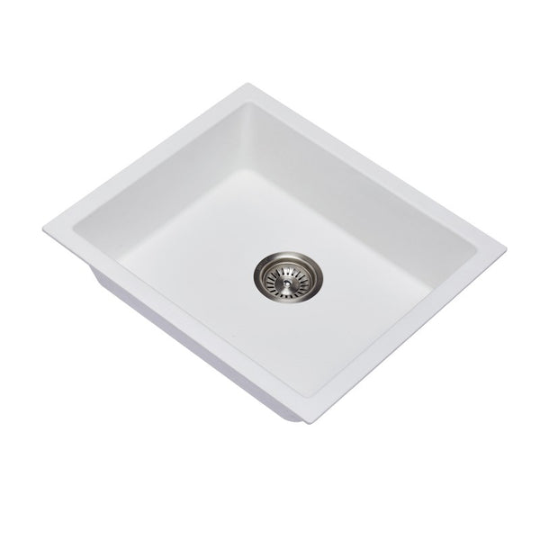 533x457mm White Granite Kitchen Sink Single Bowl Multi-Mount