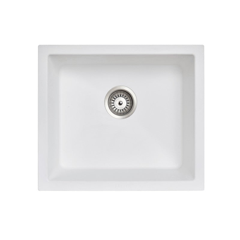533x457mm White Granite Kitchen Sink Single Bowl Multi-Mount