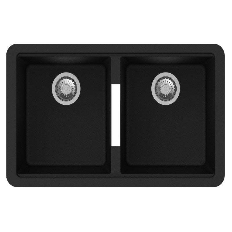 824 x 481 x 241mm Carysil Black Double Bowls Granite Undermount Kitchen Sink