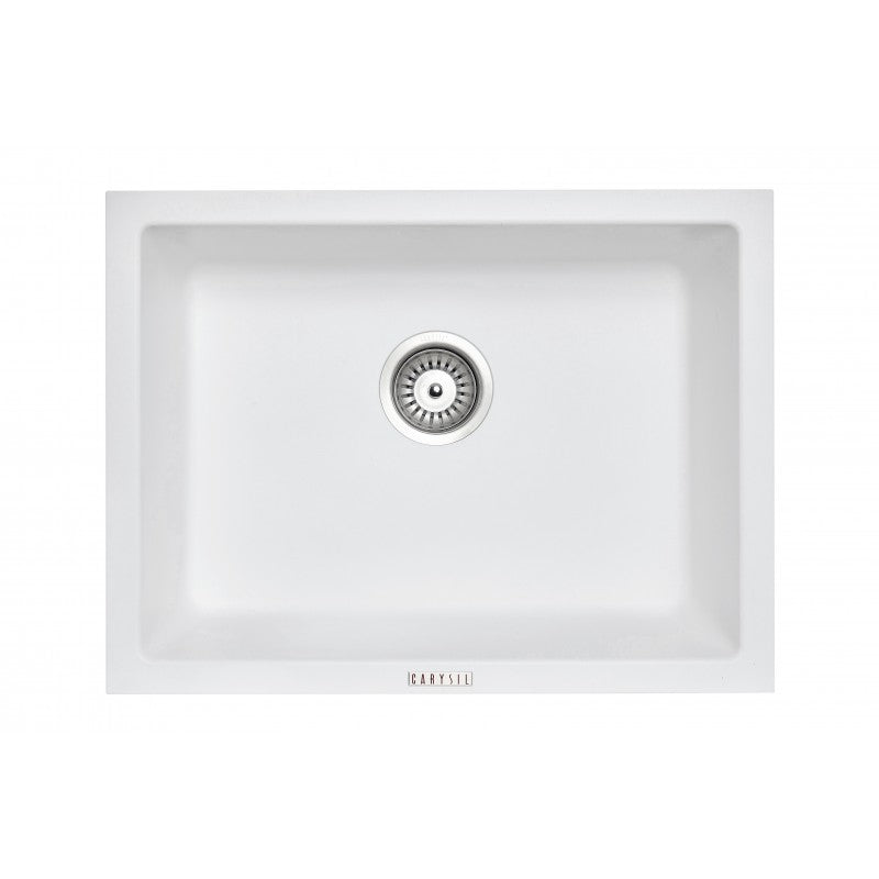 610 x 457 x 205mm Carysil White Single Big Bowl Granite Kitchen/Laundry Sink Top/Flush/Under Mount