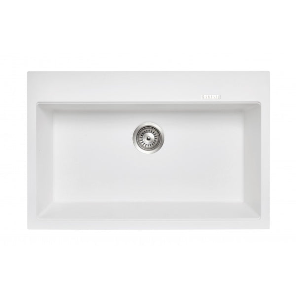 780x510mm White Granite Kitchen Sink Single Bowl Top/Undermount
