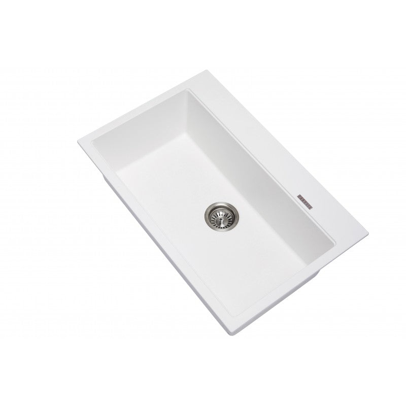 780x510mm White Granite Kitchen Sink Single Bowl Top/Undermount