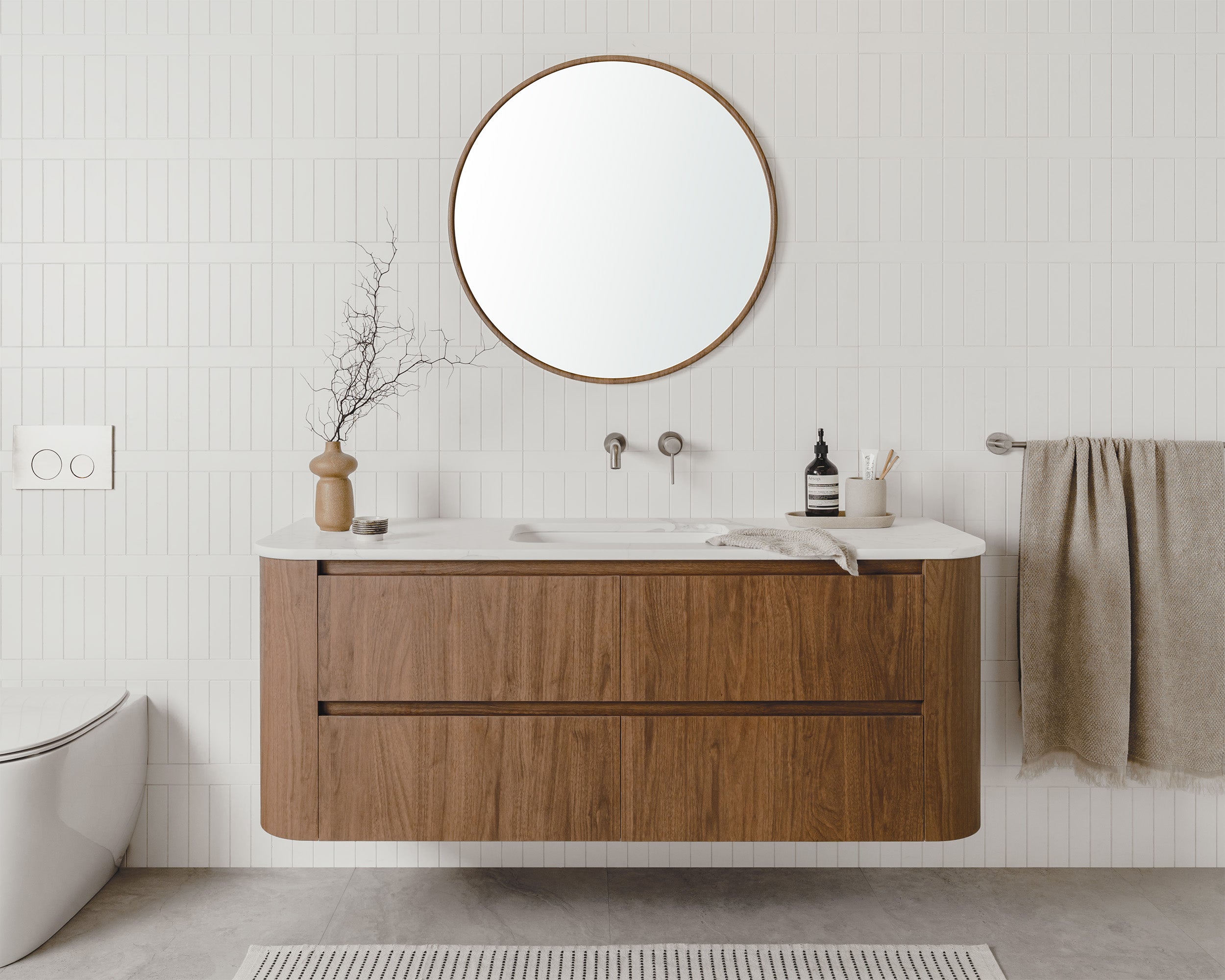 Thea 1500mm - Florentine Walnut with Michelangelo Benchtop