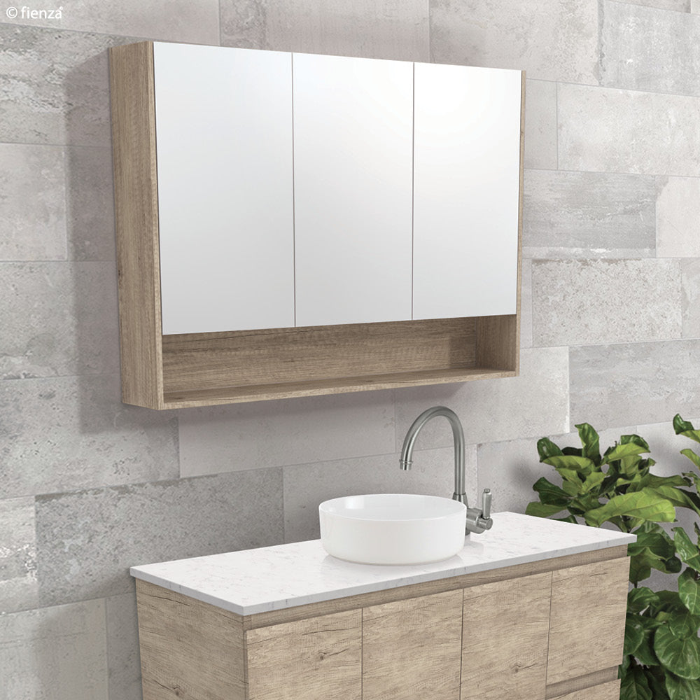 Fienza Mirror Cabinet 1200 with Display Shelf SCANDI OAK