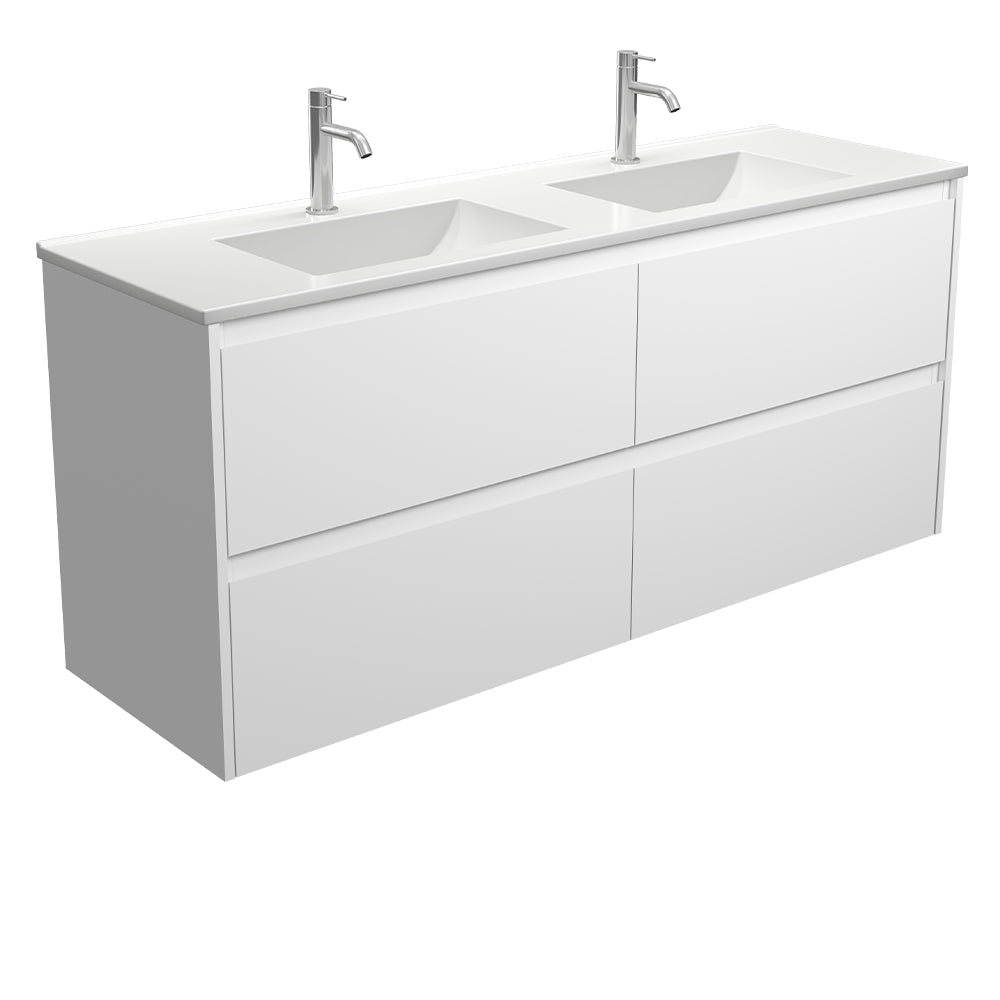 Fienza Amato 1500mm Wall-Hung Vanity Satin White