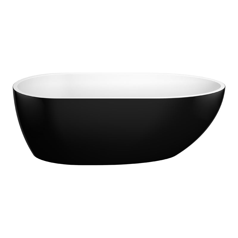 1690x775x585mm Veda Freestanding Acrylic Black & White Bathtub Slim Edge