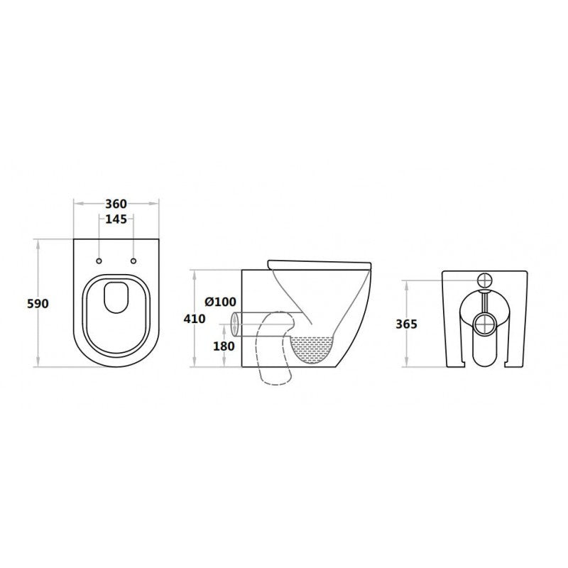 590x360x410mm Veda Wall Faced Pan Tornado Flushing Floor Toilet Pan WELS WATERMARK S TRAP P TRAP