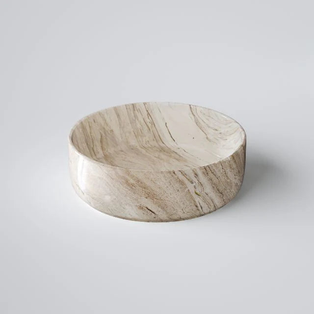 Ovia Claya Marvane-40 Round Above Counter Basin Gloss Stone Marble