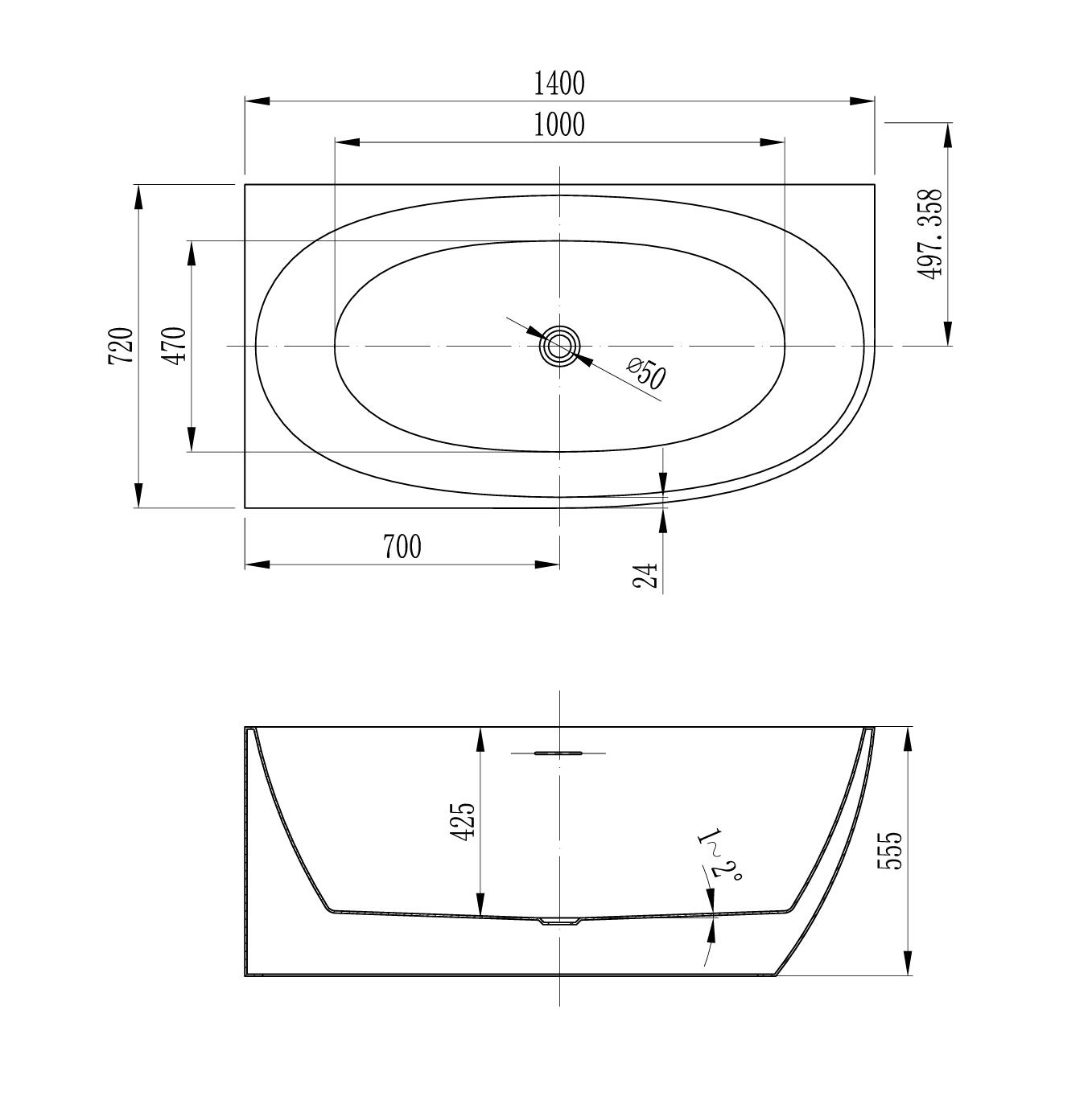Ovia Vienna 1400mm Left Hand Corner Bath Tub Gloss White