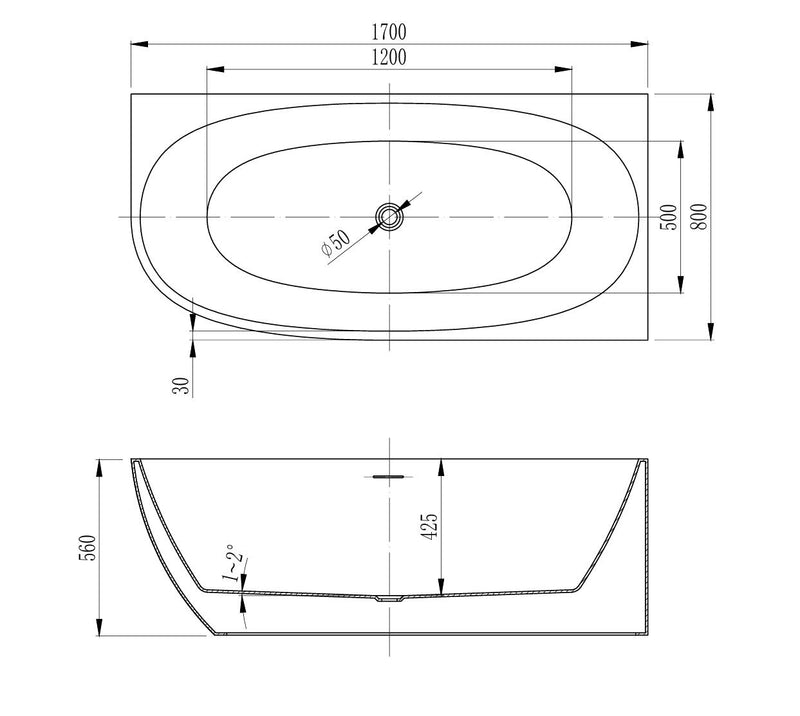 Ovia Vienna 1700mm Right Hand Corner Bath Tub Gloss White