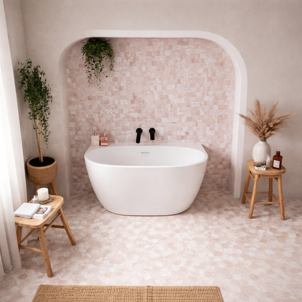 Ovia 1300mm Back to Wall Vienna Bath Tub Gloss White