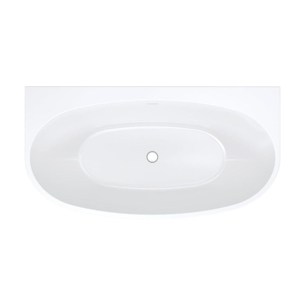 Ovia 1500mm Back to Wall Bath Vienna Tub Gloss White