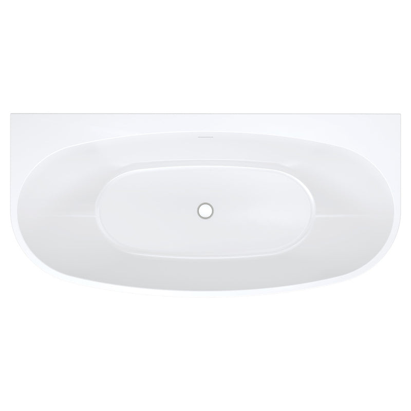 Ovia 1700mm Back to Wall Vienna Bath Tub Gloss White