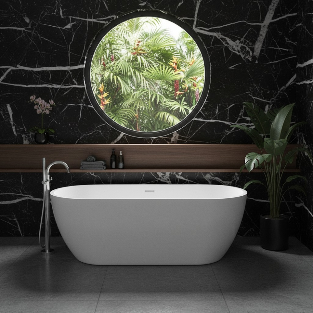 1680mm Freestanding Bathtub Vienna Egg Acrylic Matte White PREMIUM