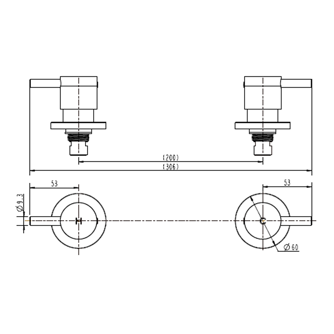 Ovia Black Round Pin National Wall Tap Assemblies