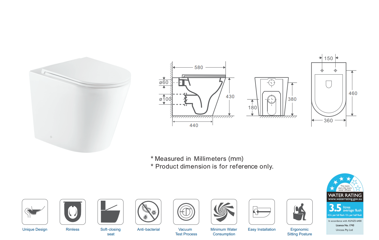 Zara Matte White Rimless Floor Pan