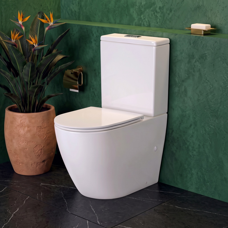 Ovia Zurich Extra Height Rimless Whirlpool Flushing Back to Wall Toilet Suite