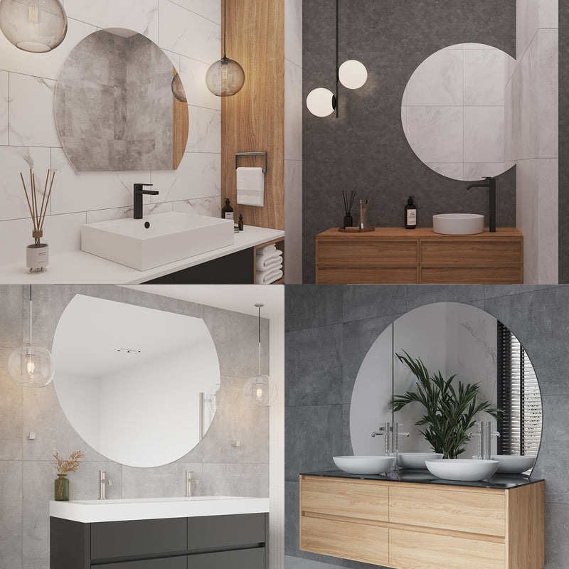 Thermogroup 1200x900x14mm D-Shaped Polished Edge Mirror (Hanger Fixings)