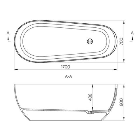 ADP Day Dream 1700 x 600 x 700mm Freestanding Bath