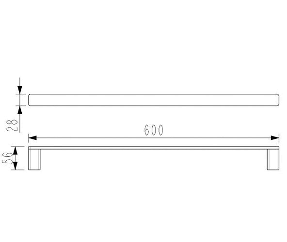Aquato Single Towel Rail Brushed Nickel 600mm