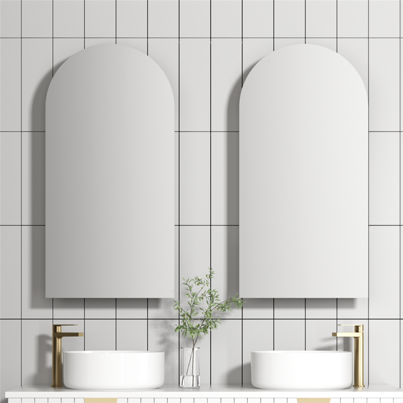 Ovia 900x450mm Arch Shaving Cabinet Matte Black