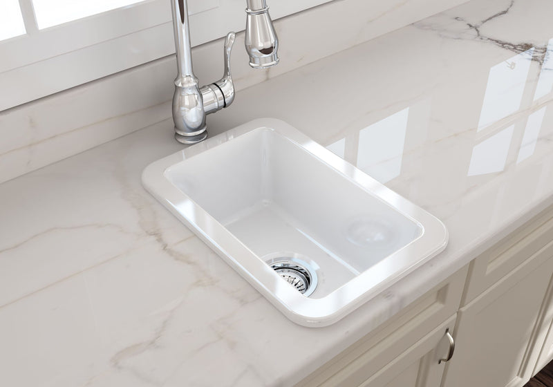 Ovia Mini Bar Undermount Inset Fine Fireclay Butler Sink Single Bowl Farmhouse Kitchen Sink