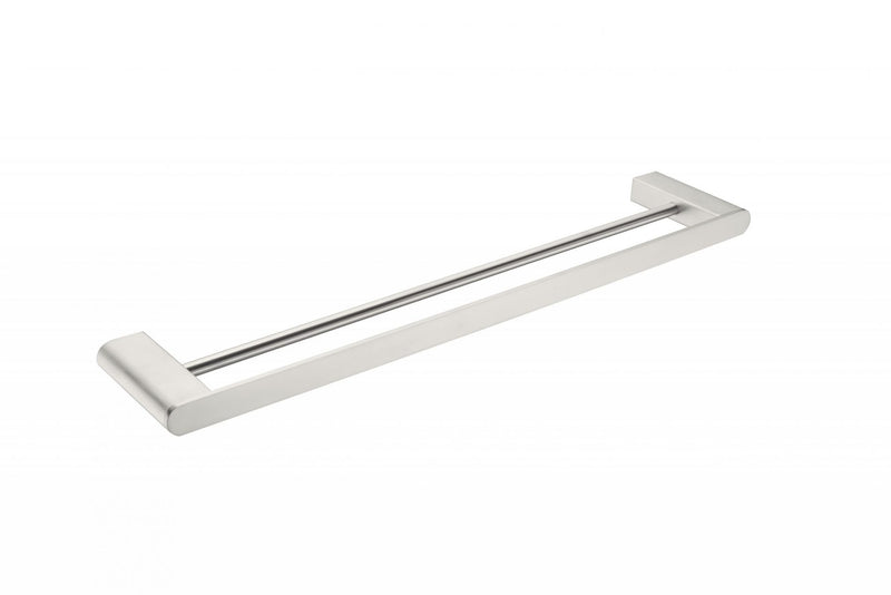 Nero Bianca Double Towel Rail 600mm Brushed Nickel
