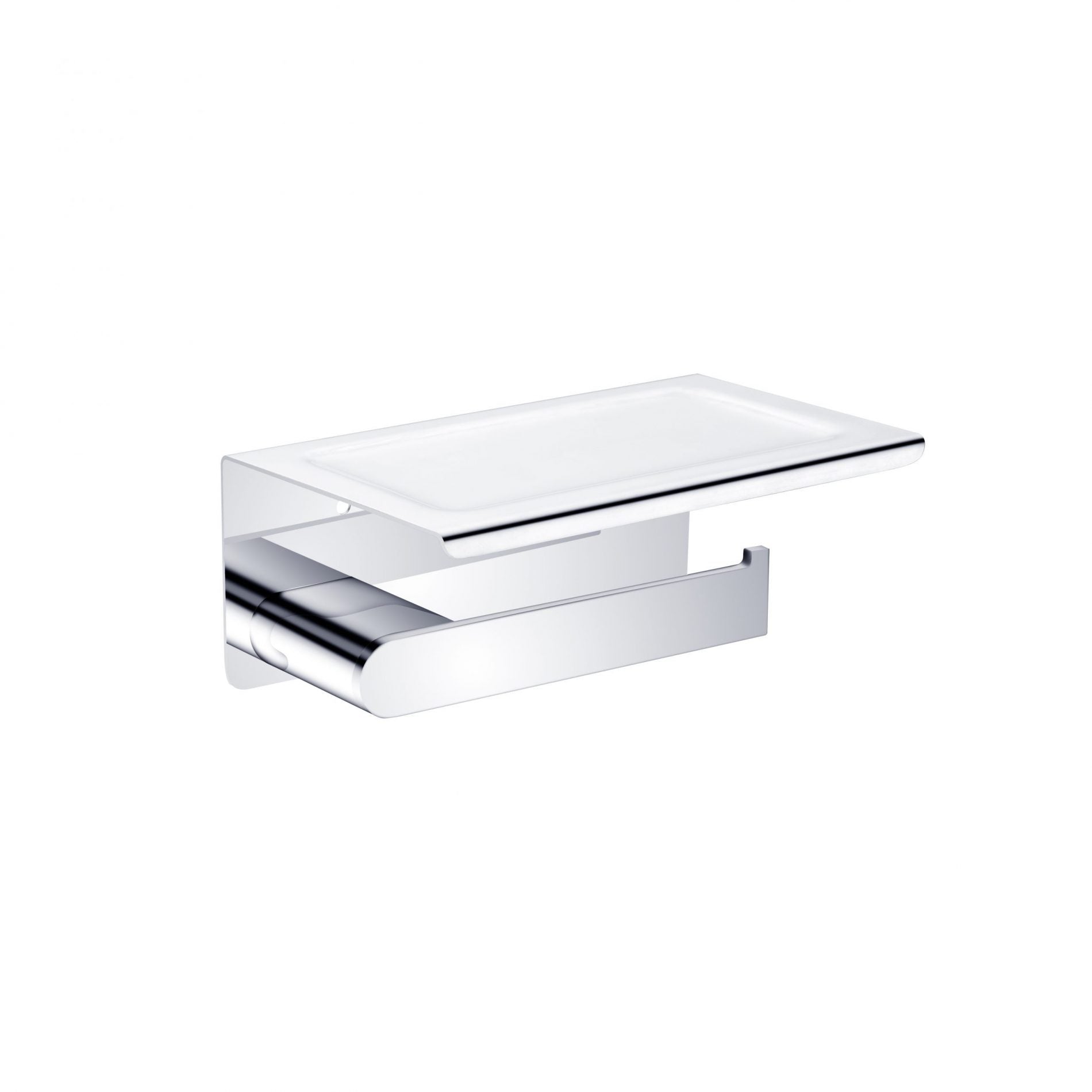 Nero Bianca Toilet Paper Holder with Phone Shelf Chrome