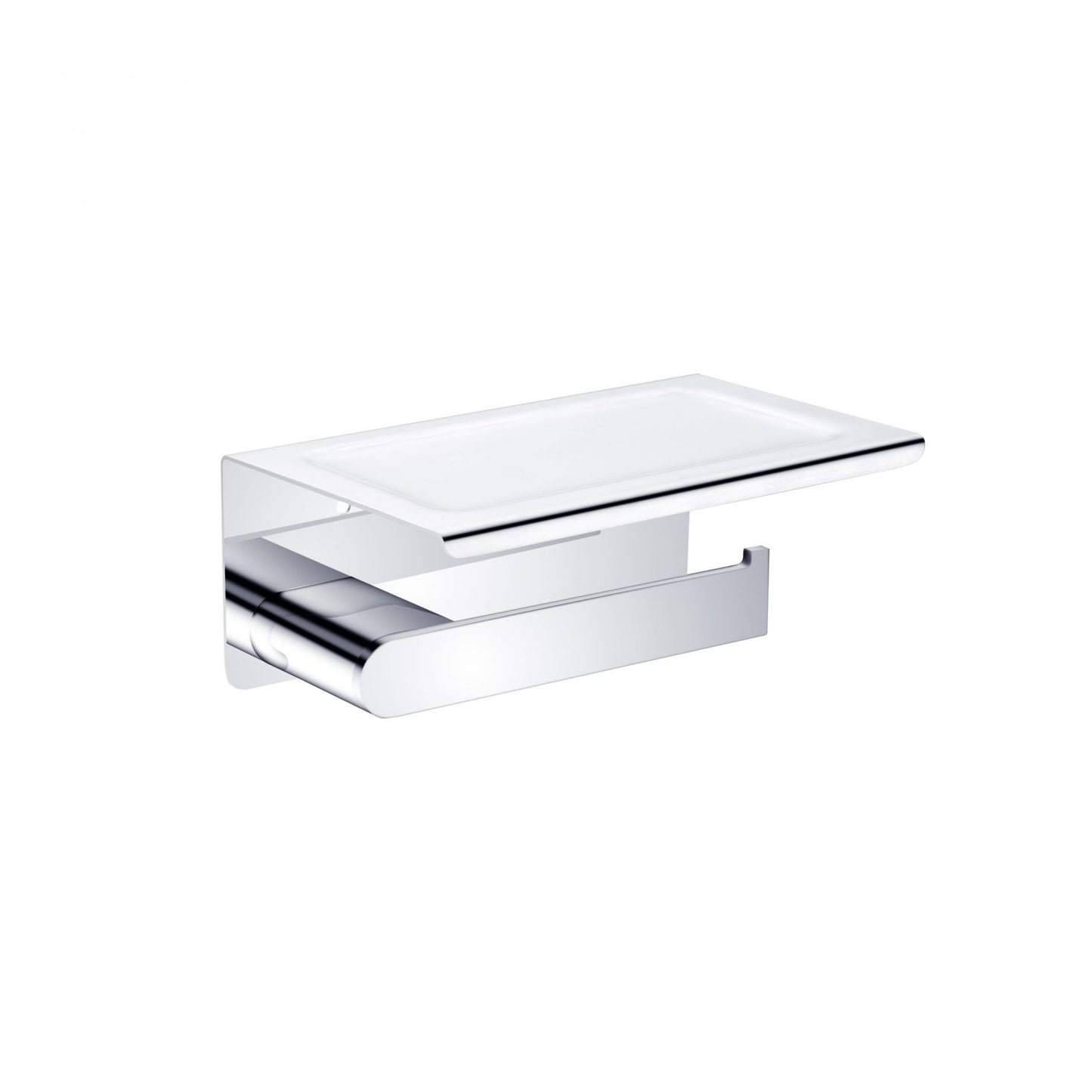 Nero Bianca Toilet Paper Holder with Phone Shelf Chrome