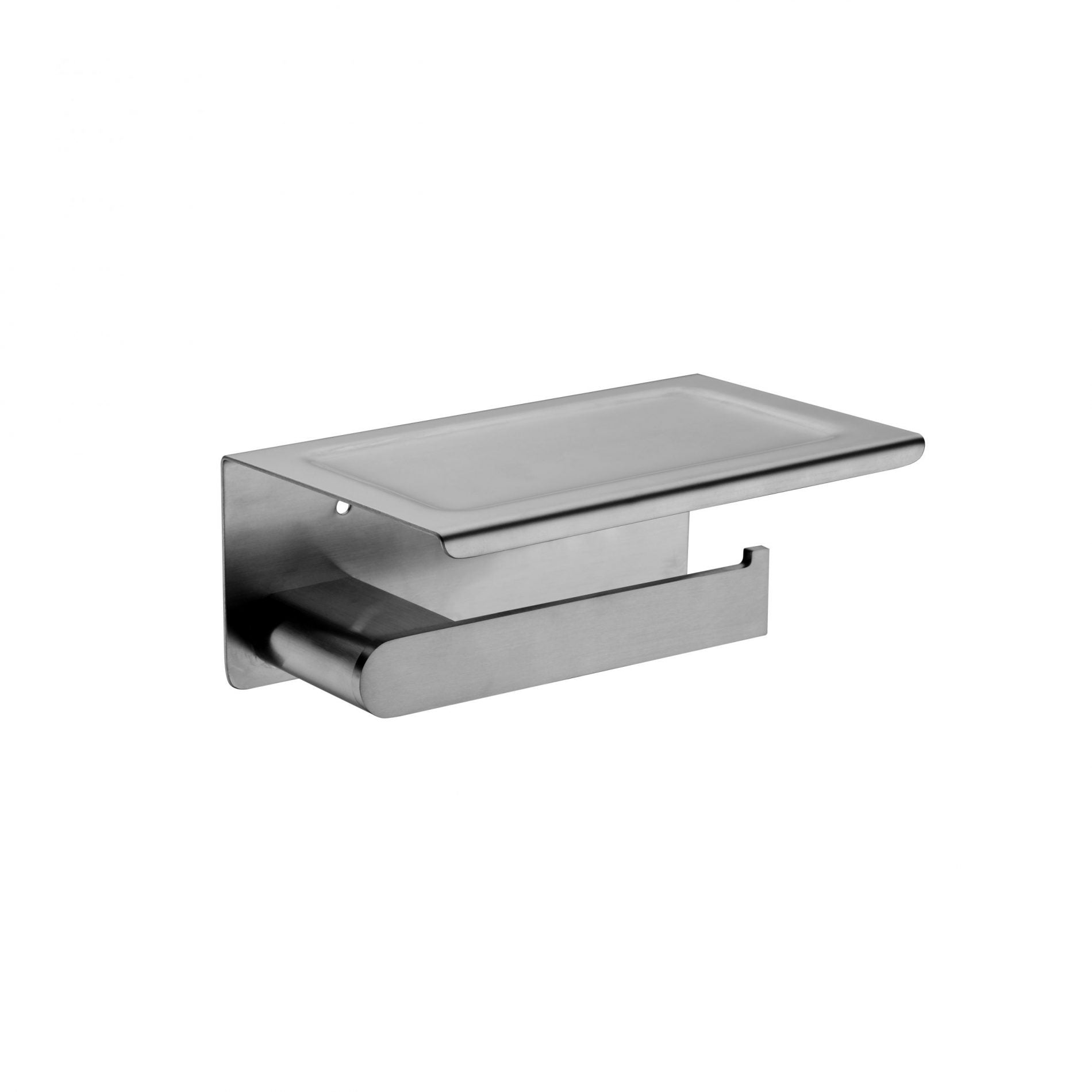Nero Bianca Toilet Paper Holder with Phone Shelf Gun Metal Grey