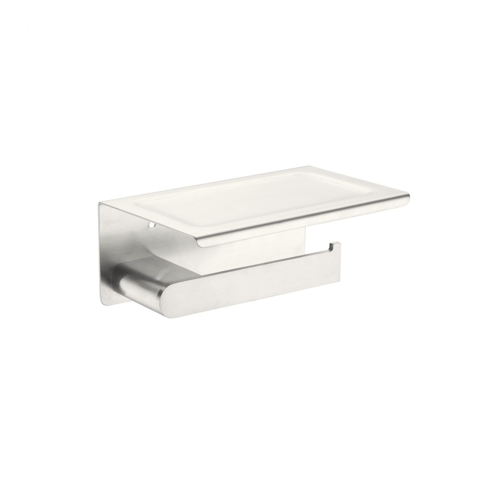 Nero Bianca Toilet Paper Holder with Phone Shelf Brushed Nickel
