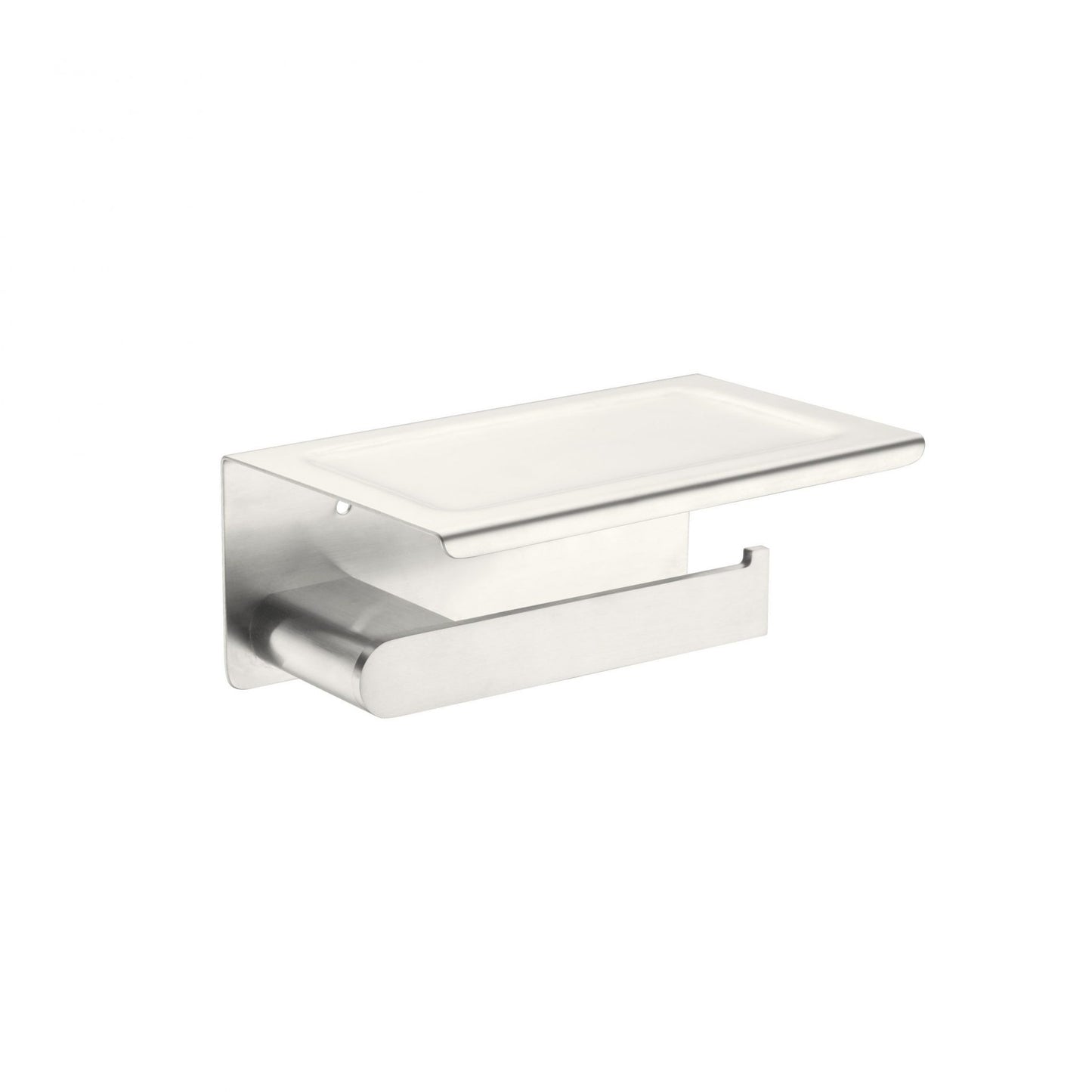Nero Bianca Toilet Paper Holder with Phone Shelf Brushed Nickel