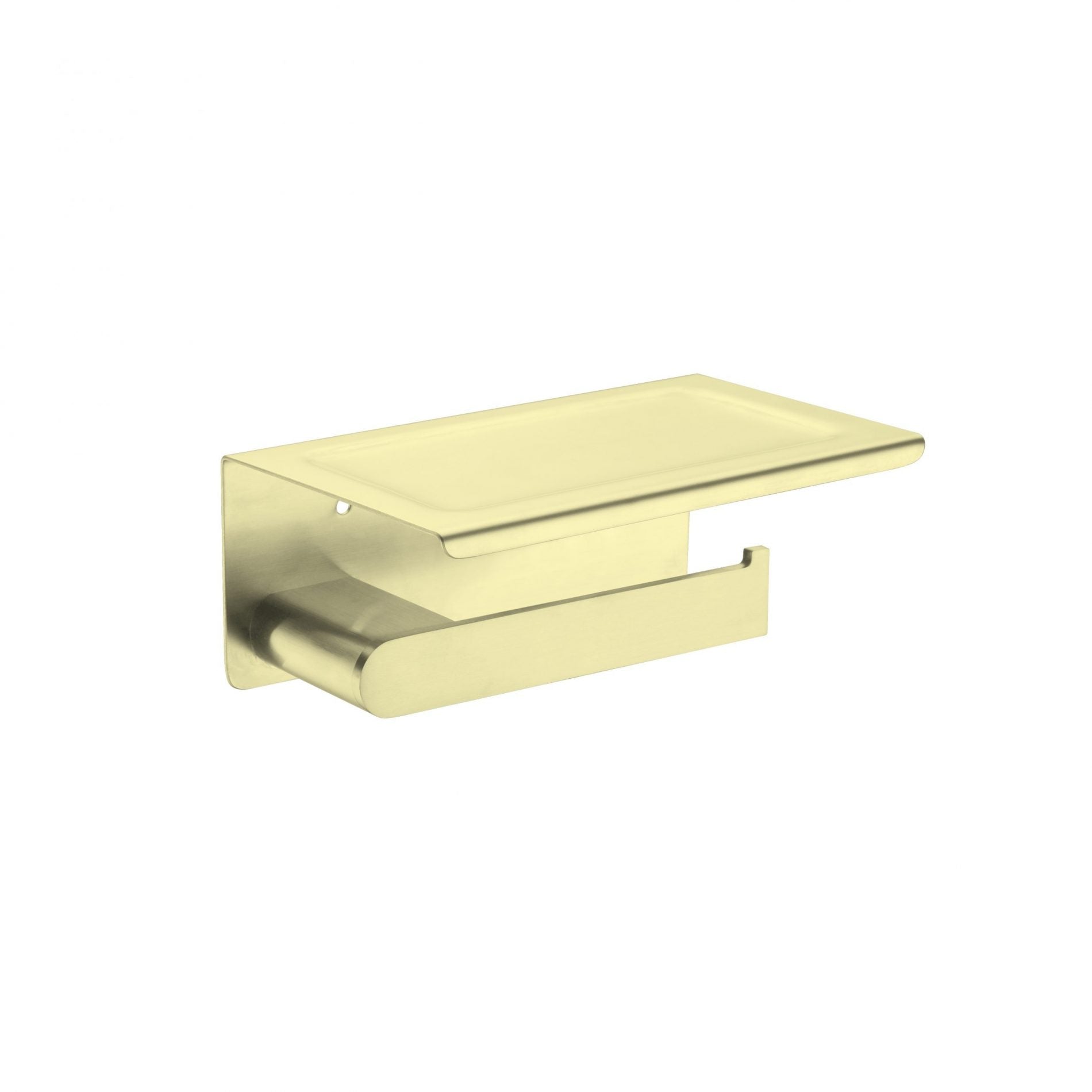 Nero Bianca Toilet Paper Holder with Phone Shelf Brushed Gold