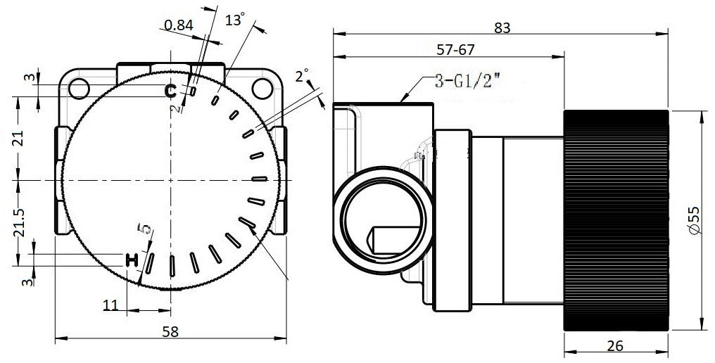 Ovia Milan Progressive Shower Bath Mixer Round Chrome